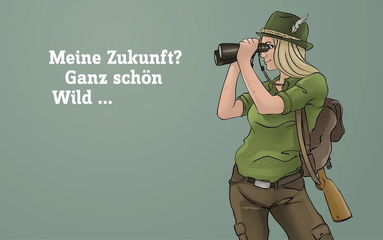 Revierjägerin mit Fernglas