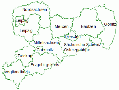 Sachsen – Übersichtskarte mit Landkreisen