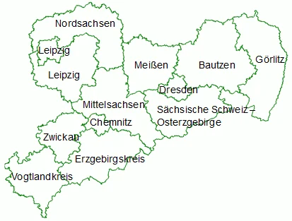 Sachsen – Übersichtskarte mit Landkreisen